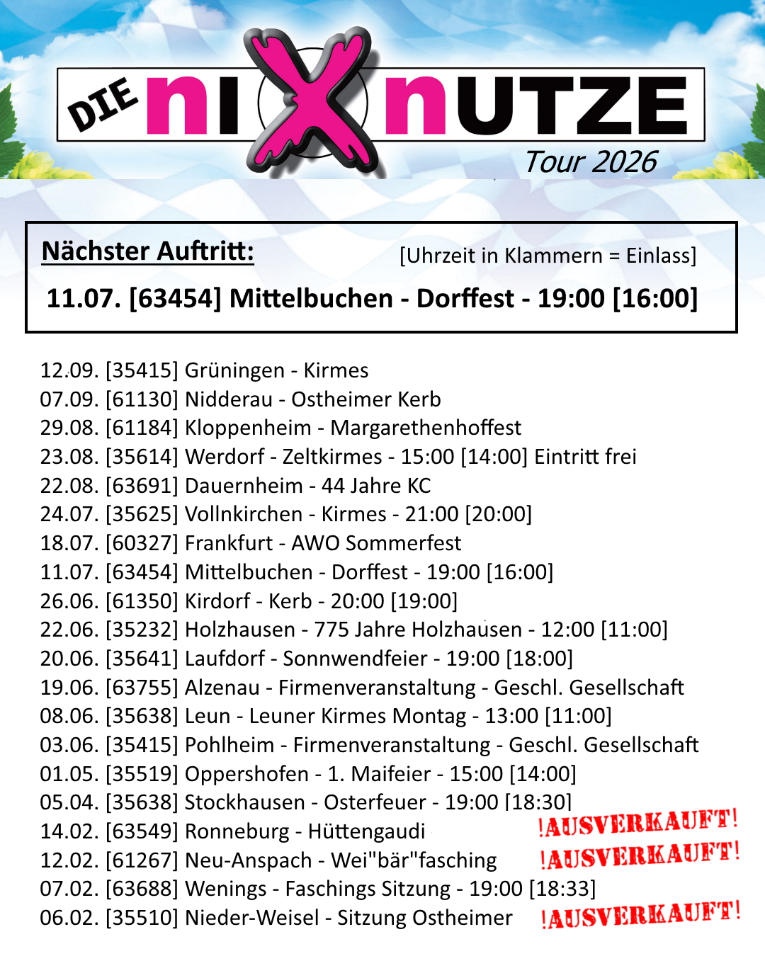 Auftritte 2026 V33
